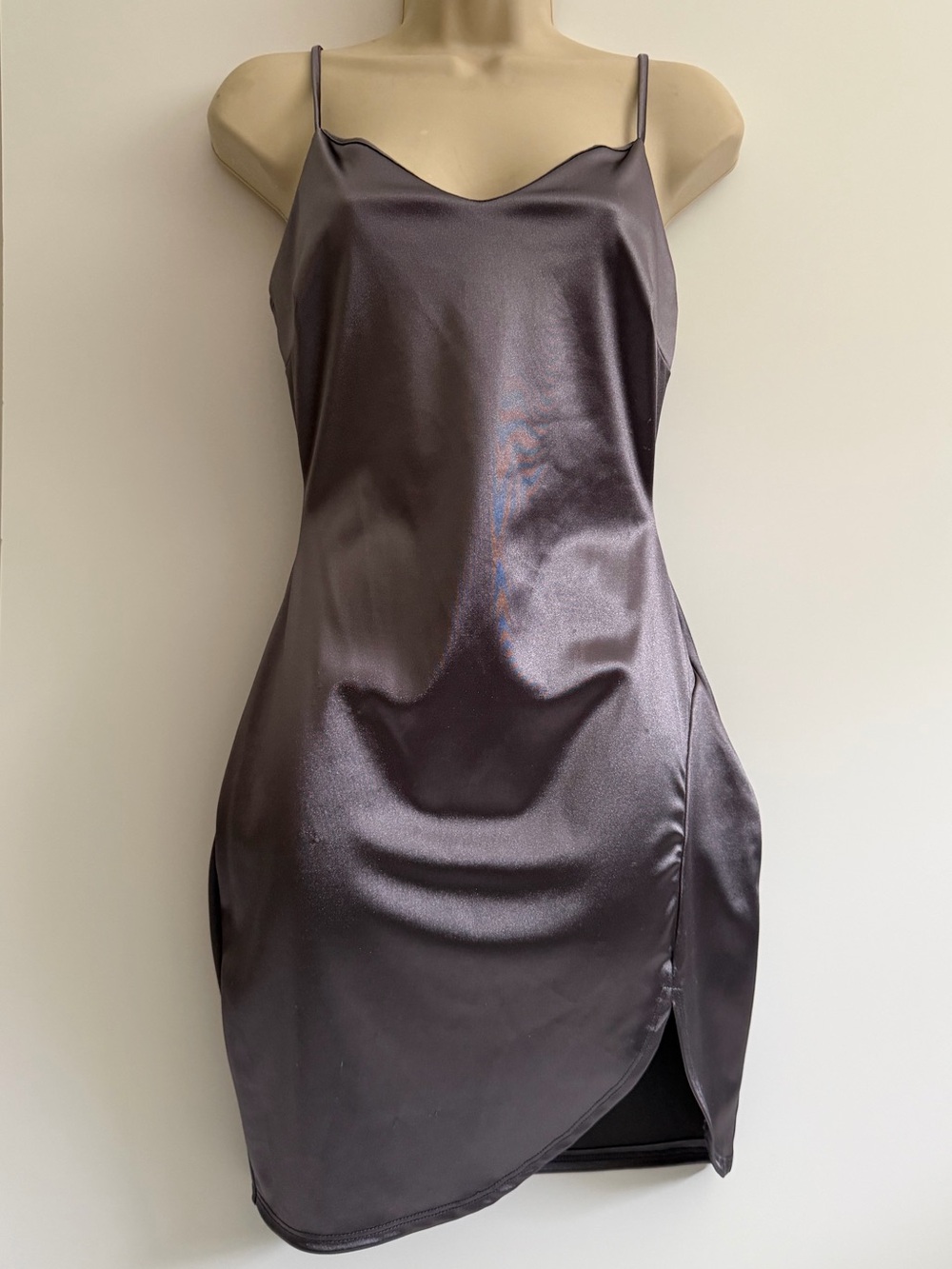 Gray/Purple Shimmer Mini Slip Dress